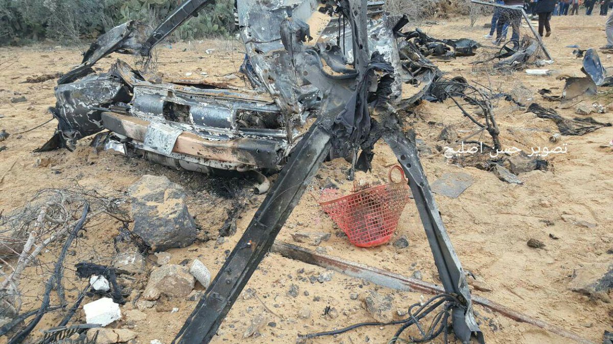 Photos of the vehicle used by the Israeli Special Force in operation in Khan Younis yesterday evening and was bombed by the warplanes to hide the evidence