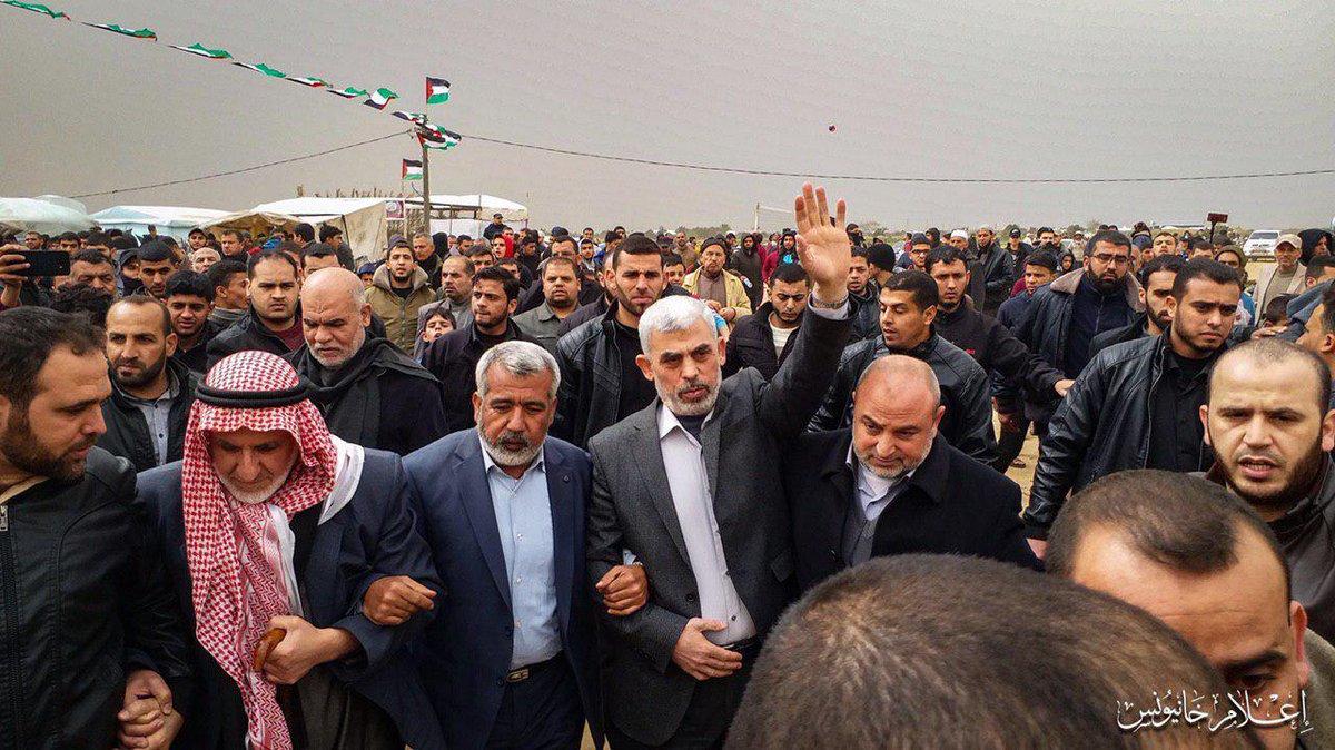 Hamas leader Yahya Sinwar on the Gaza Strip border