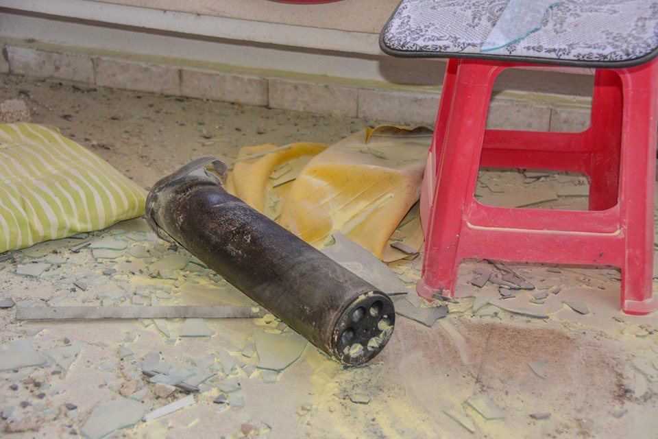 Damage to the house that was hit by a Hamas rocket in Ashkelon.