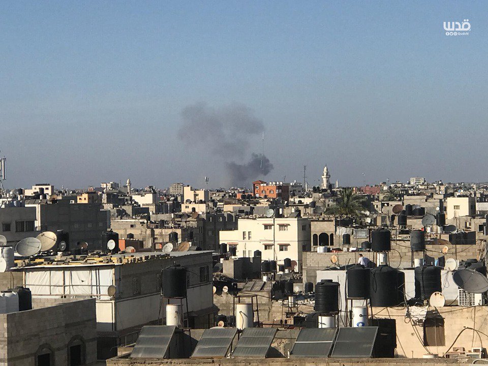 Smoke from the last Israeli target location north of Beit Lahia.