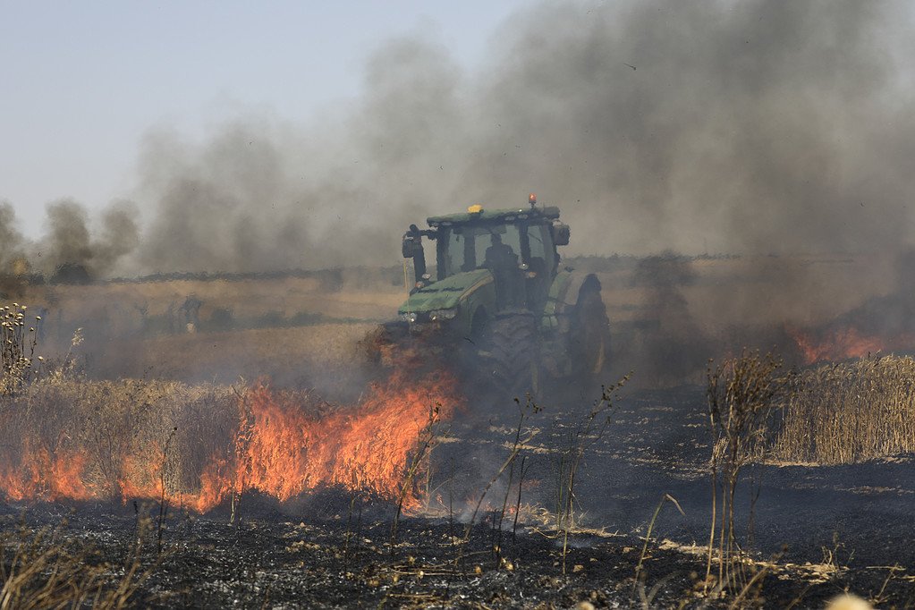 Fire broke out in fields in the Gaza envelope, caused by incendiary balloons fired from the Gaza Strip