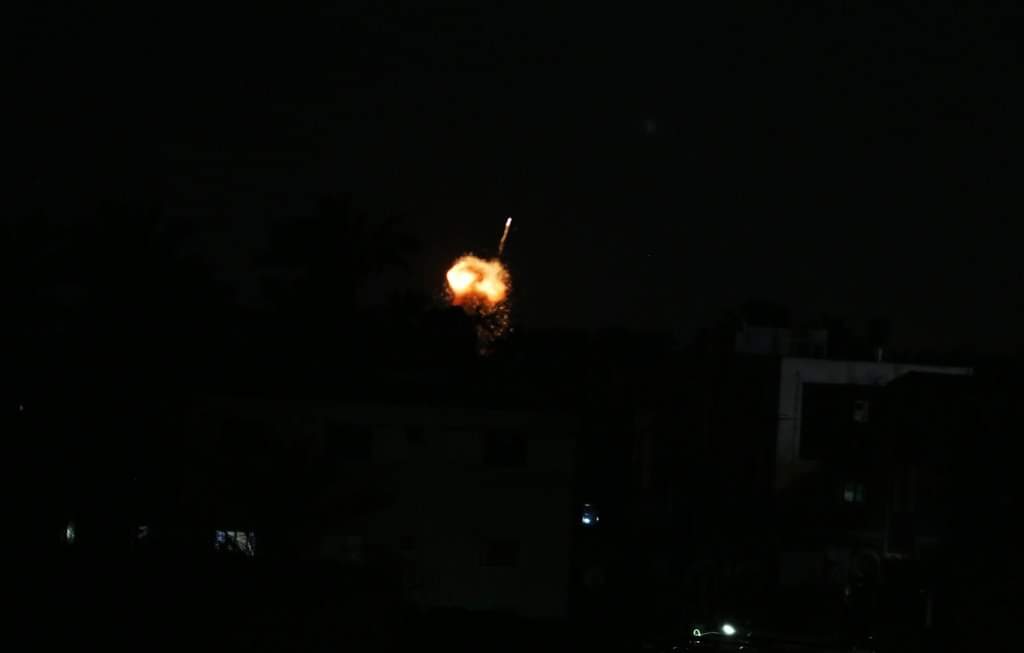 Pictures of last night raids targeting the new port west of Khan Younis in the southern Gaza Strip. Photographer: Ashraf Amra