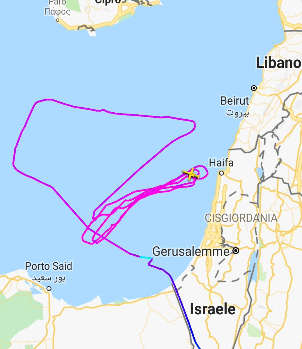 Israeli Air Force Gulfstream G550 Nachshon Shavit (684) making ISR mission over eastern Mediterranean sea