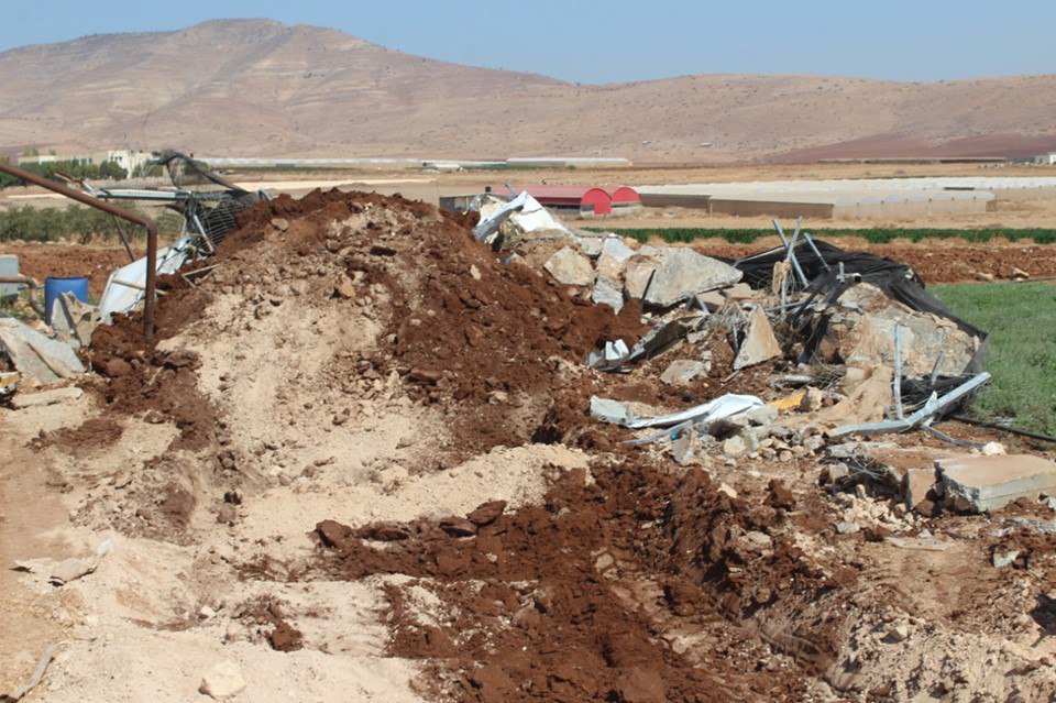 Photos: Troops demolish two agricultural facilities in Atouf village, southeast of Tubas.