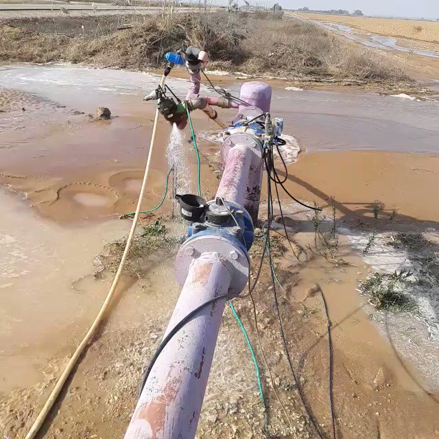 A rocket from Gaza struck a water pipe in the Eshkol region of southern Israel, causing a large leak. It is being handled by [the national water company] Mekorot, an Eshkol regional spokesperson says.  Image: Gadash Halutz/Eshkol