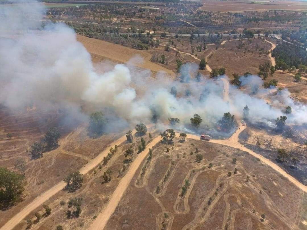 Big fire in Alumim Israel due to the launched incendiary balloons from Gaza