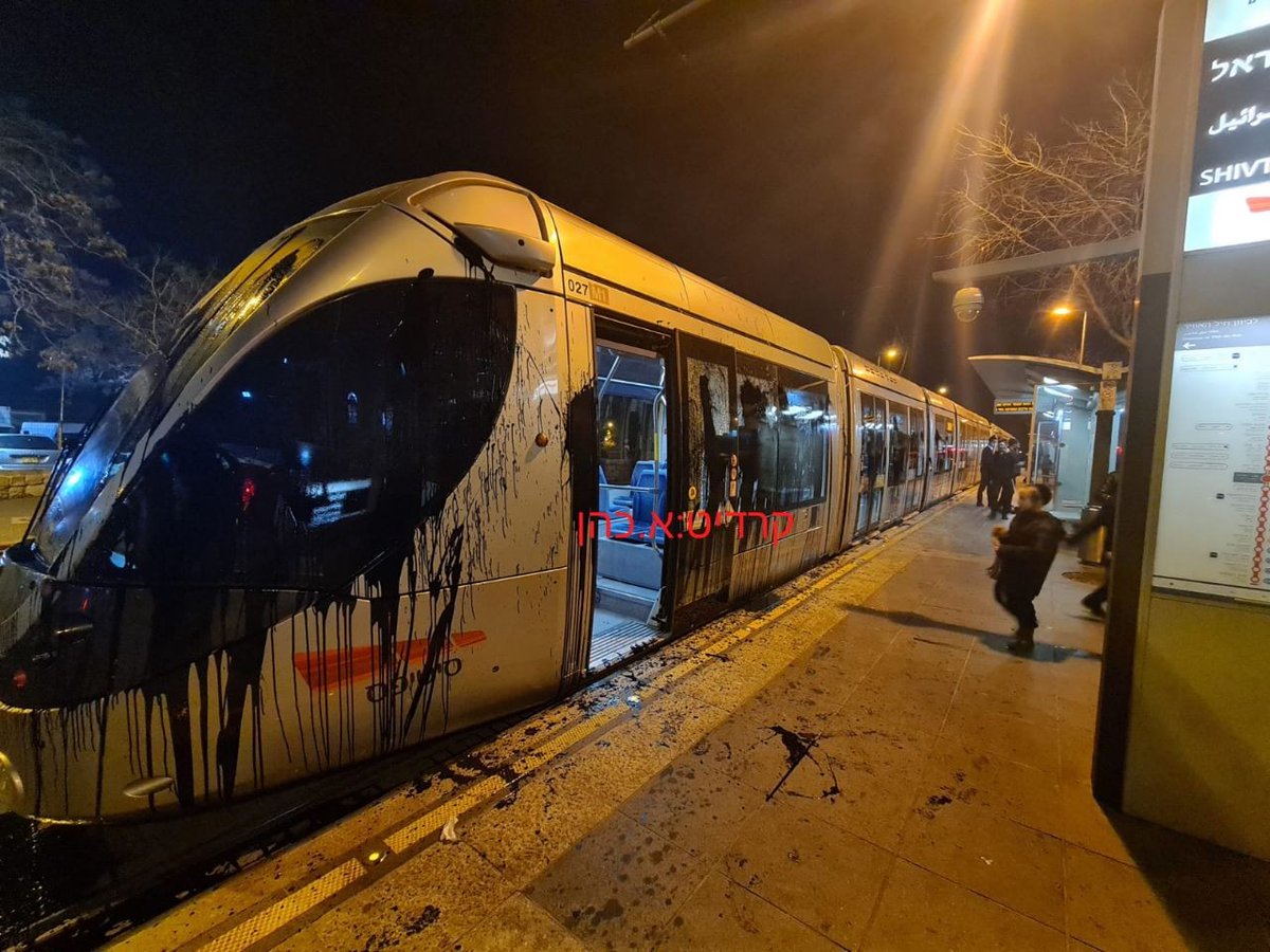 Tonight:  In Bnei Brak, a bus driver was wounded by ultra-Orthodox protestors.  His bus was set on fire.  In Jerusalem, the light rail was attacked by ultra-Orthodox protestors with stones and tar.  Concrete was poured into the tracks