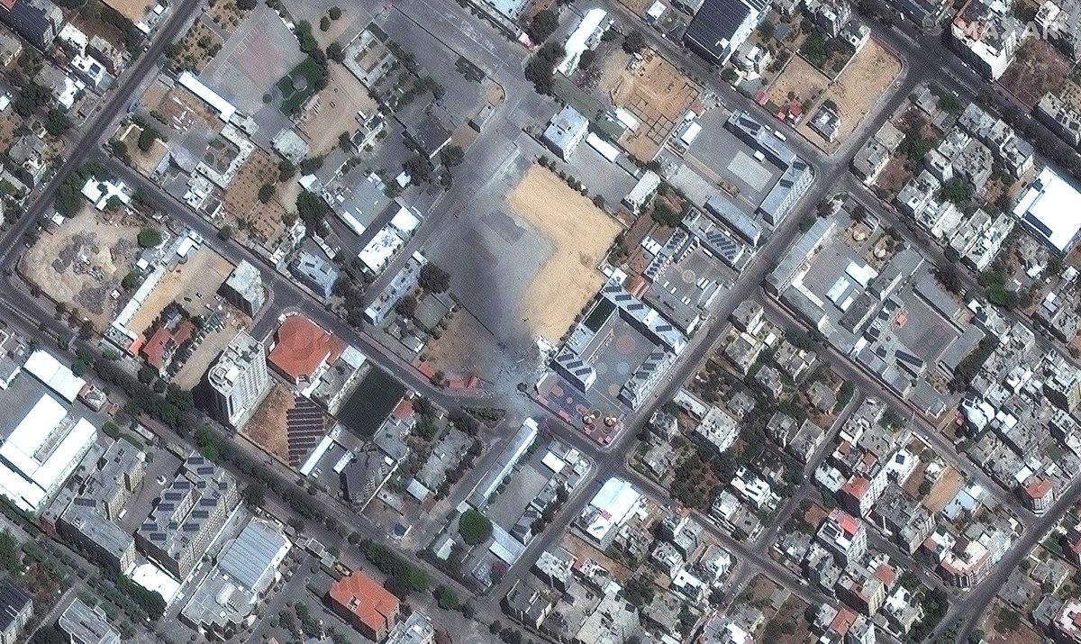 Maxar: Satellite imagery from May 12th, of southern Israel and Gaza that reveals the effects of the escalating conflict. Fire and smoke can be seen from recent rocket attacks as well as several buildings that have been demolished in Gaza