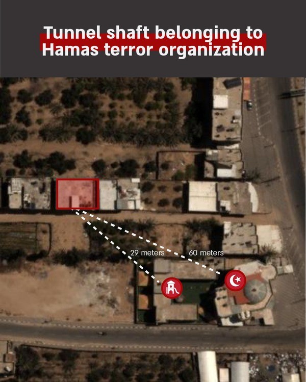 Israeli army says the tunnel shaft was located adjacent to a kindergarten and a mosque,