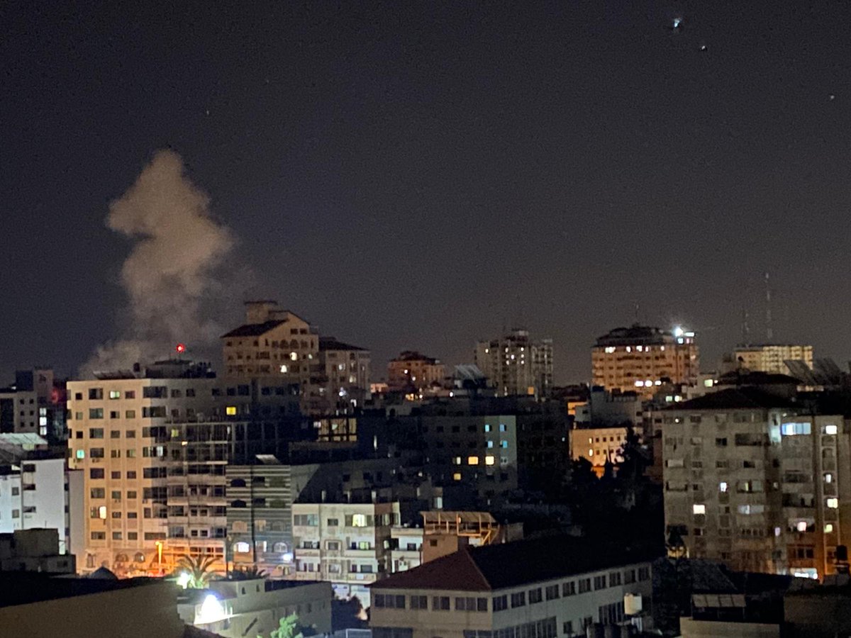 Pictures of aircraft targeting the central Gaza Strip