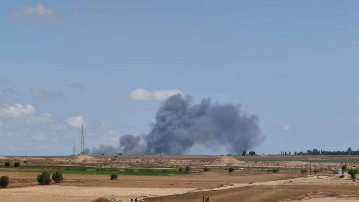 Large smoke plumes were seen in the Kissufim area, near the borders of the central Gaza Strip, after it was bombed with rockets