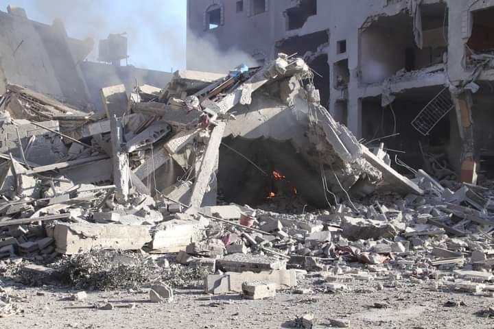 Aircraft bombed the house of the Al-Hasanat family in Al-Nakhl Street, west of Deir Al-Balah, in the central Gaza Strip, a short while ago.