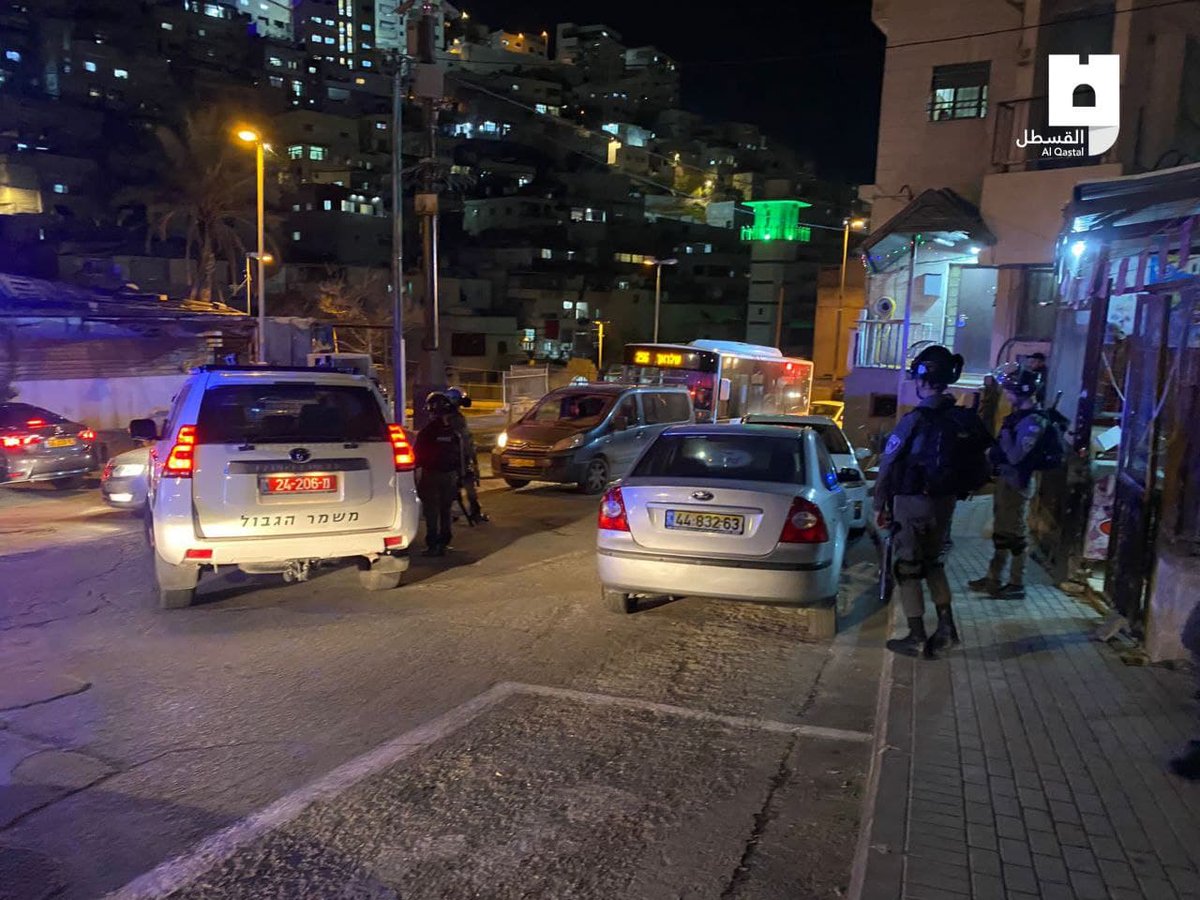 Pictures of forces deployed in Bir Ayoub neighborhood in Silwan, after burning a column of cameras belonging to them in the neighborhood