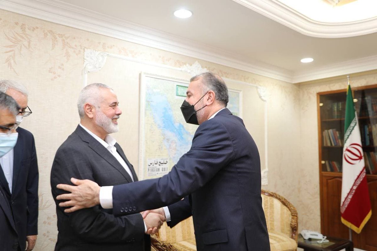 Iran's foreign minister met with Hamas' Ismail Haniyeh in Qatar today