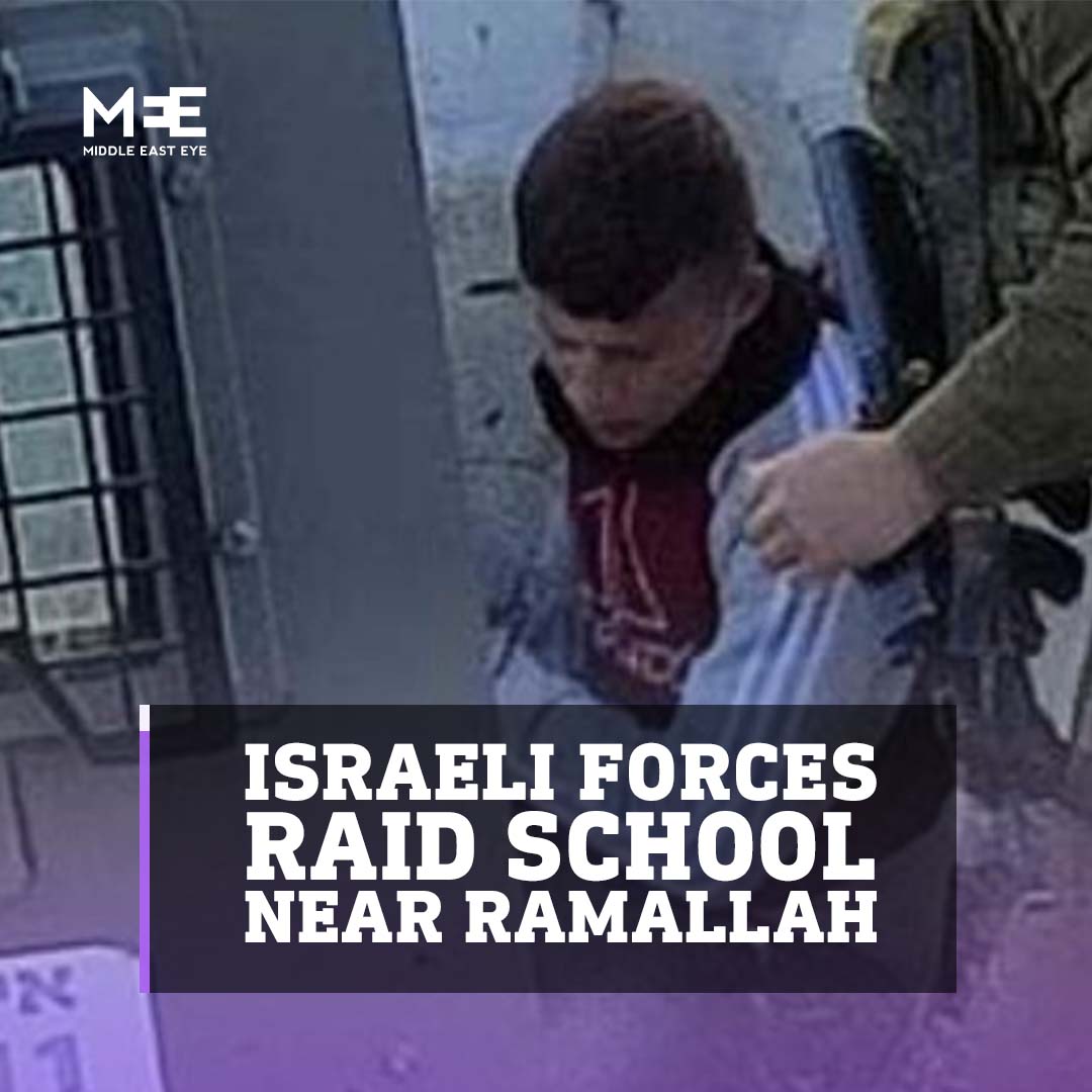 Israeli forces raided a school in Deir Nidham north of Ramallah and detained two Palestinian students on Tuesday morning