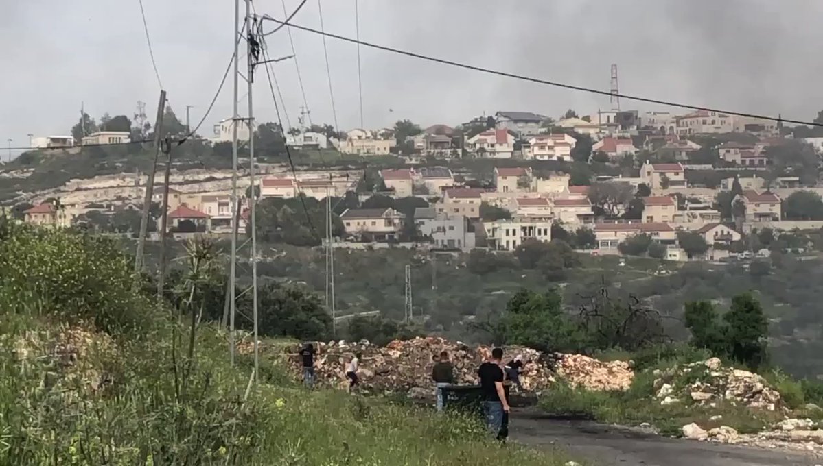 Witness the outbreak of clashes between rioters and forces in the town of Kafr Qaddoum, east of Qalqilya