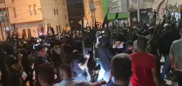 Palestinians including militants are currently marching in Jenin Refugee Camp and protesting the killing of Zakaria Al Zubeidi brother