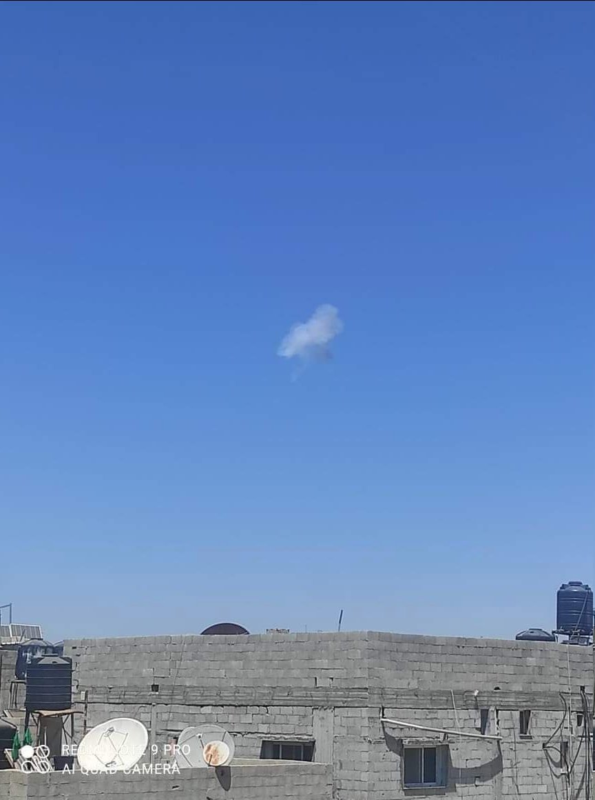 Palestinian media reports say an explosion was heard in southern Gaza. Footage from the area appears to show an interception, although it is not clear