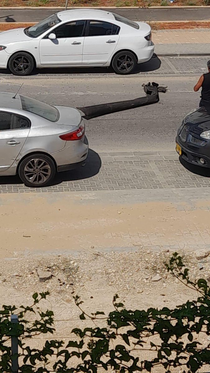 Remains of an intercepted rocket in Yavne