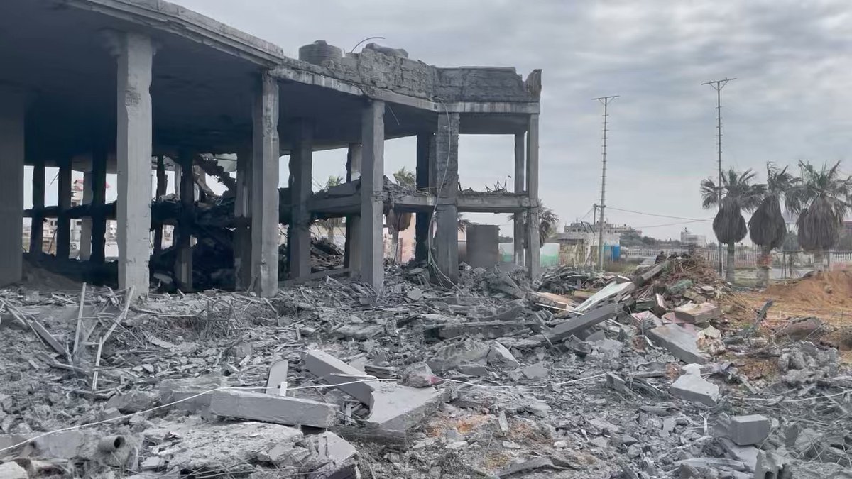 The impact of Israeli air strikes on Gaza overnight, following rocket fire from the territory.  Owner says they hit his seafront wedding hall complex, which is near a military site