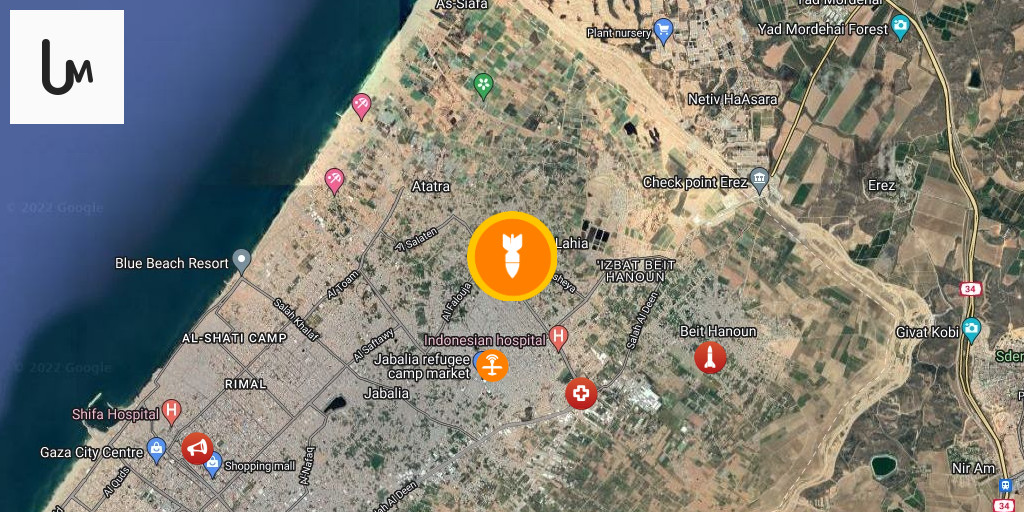 Israeli airstrike on a building in Beit Lahiya in northern Gaza earlier ...