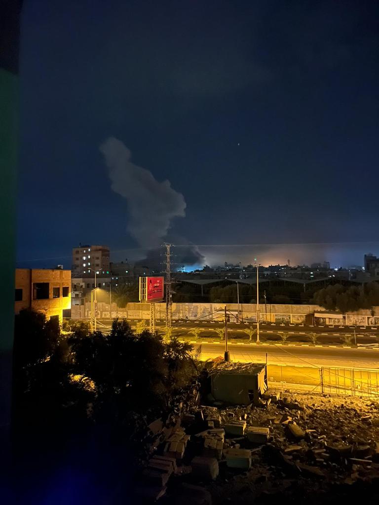 Warplanes target a house in the Nuseirat camp in the central Gaza Strip
