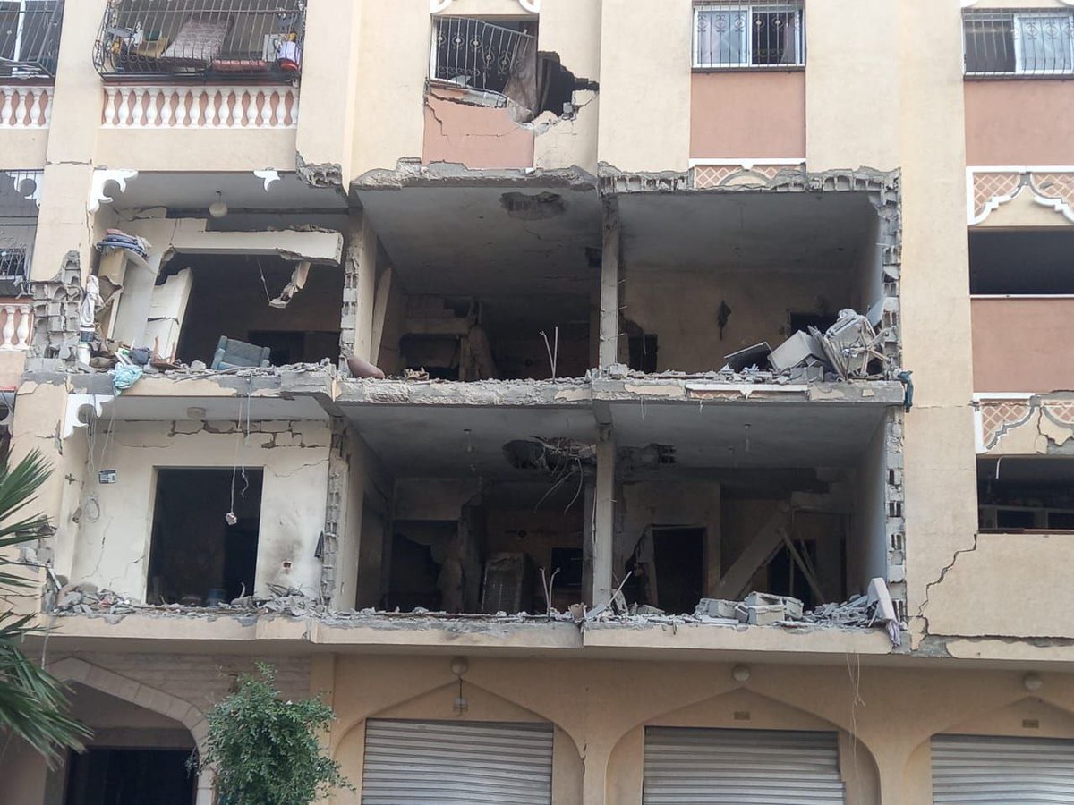 An apartment in Hamad Town was destroyed after being targeted by aircraft