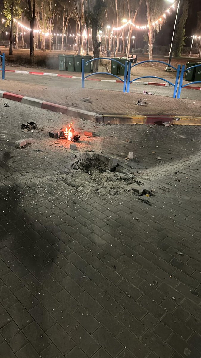 Rocket impact in Sderot in the latest barrage form Gaza. No injuries