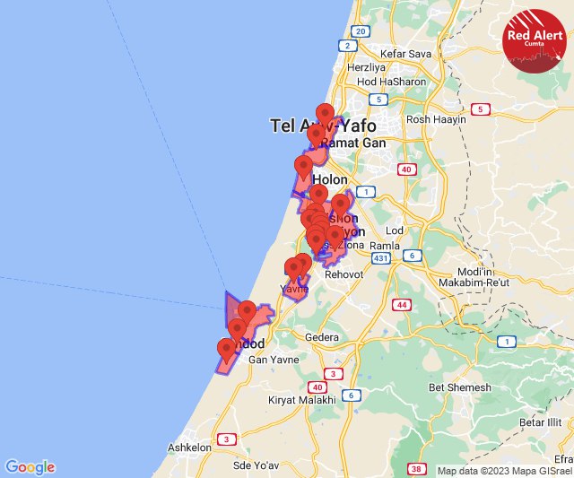 Sirens avtivated at Central Israel cities as a result of rockets barrages fired by Al Qassam Brigades in Gaza