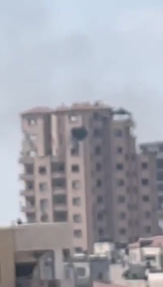 The moment the French Press Agency office and a number of press offices in Gaza City were bombed