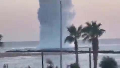 Police carried out a controlled demolition of a large munition in the sea that swept to the Haifa coast. Unclear from when the munition is from