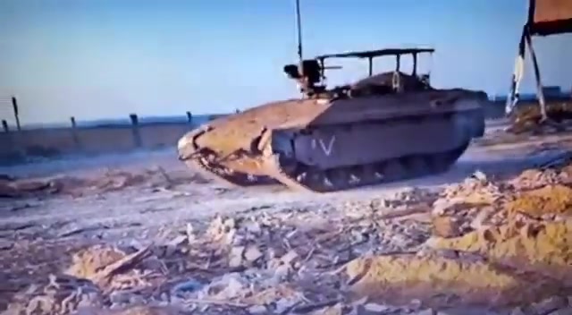 Video showing Al Qassam Brigades operatives destroying an Israeli tank invading Gaza