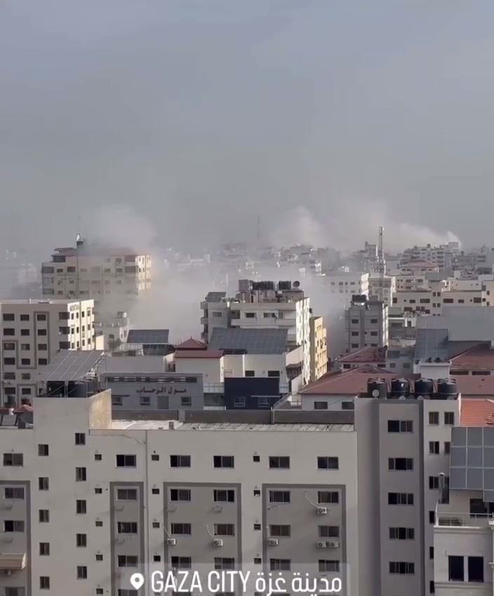 Strikes in Gaza city short time ago