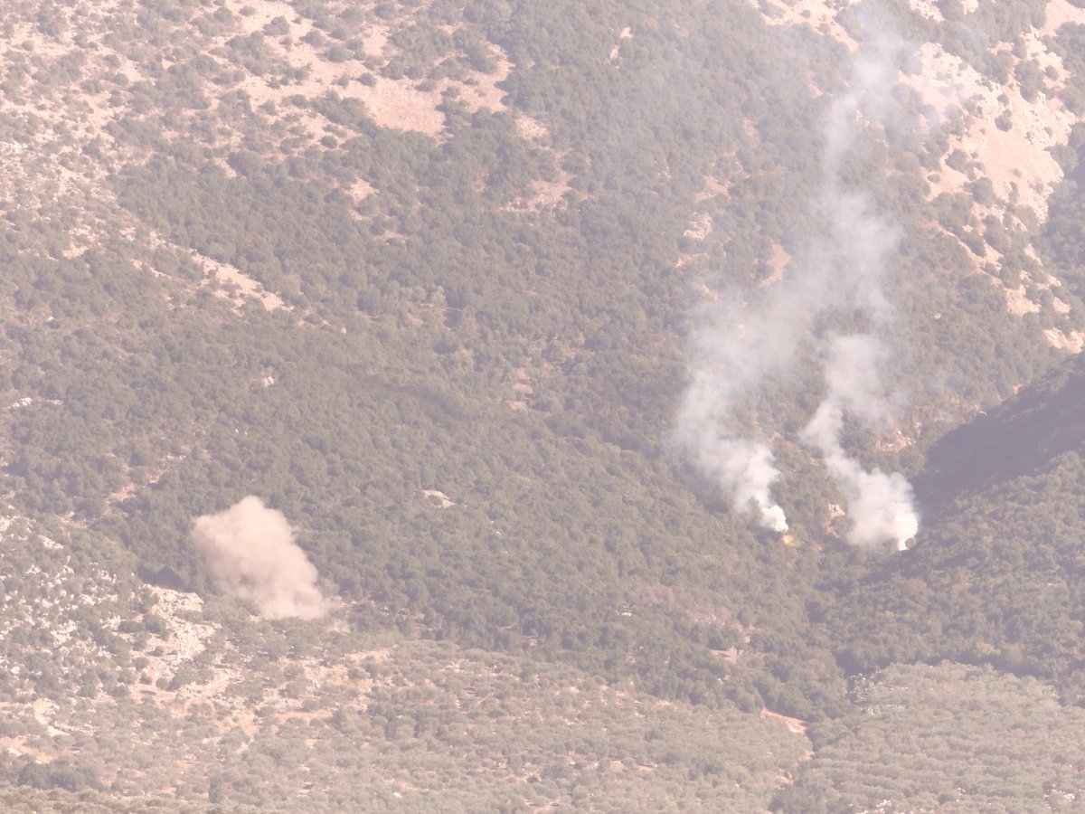 Israeli artillery is shelling outskirts of the towns of Halta and Kafr Shuba with incendiary and cluster ammunition