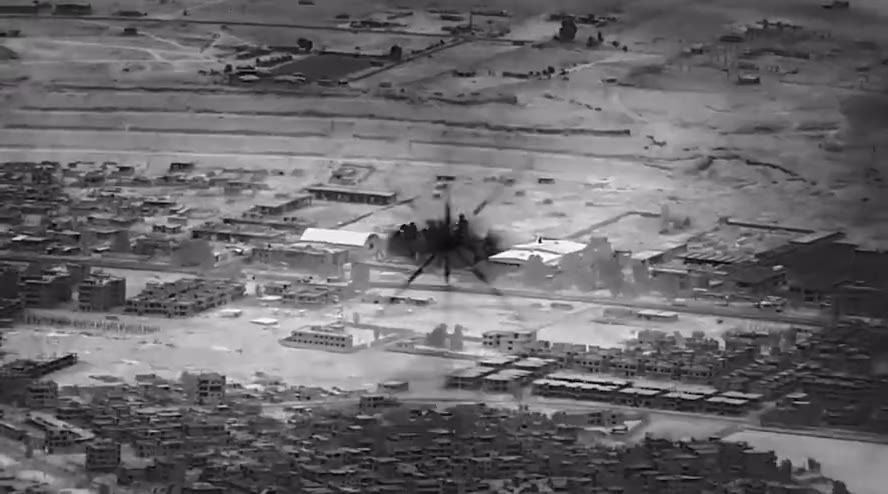 DOD drone footage shows strikes on the IRGC weapons storage building in Deir ez Zour city 24hrs ago. Pentagon says it caused zero casualties.
