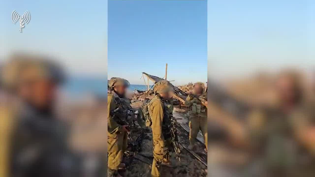 Israeli army says troops of the 401st Brigade located and destroyed a Hamas rocket launcher on the Gaza coast, hidden inside a shipping container