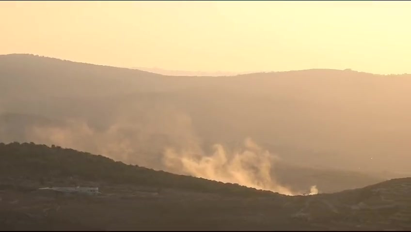 Israeli bombing on the outskirts of the town of Yaroun in the central sector of southern Lebanon