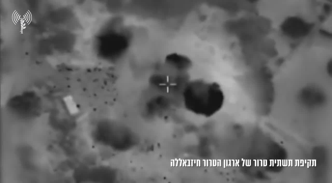 Israeli army footage of the last evening and overnight strikes against Hezbollah targets in Lebanon 