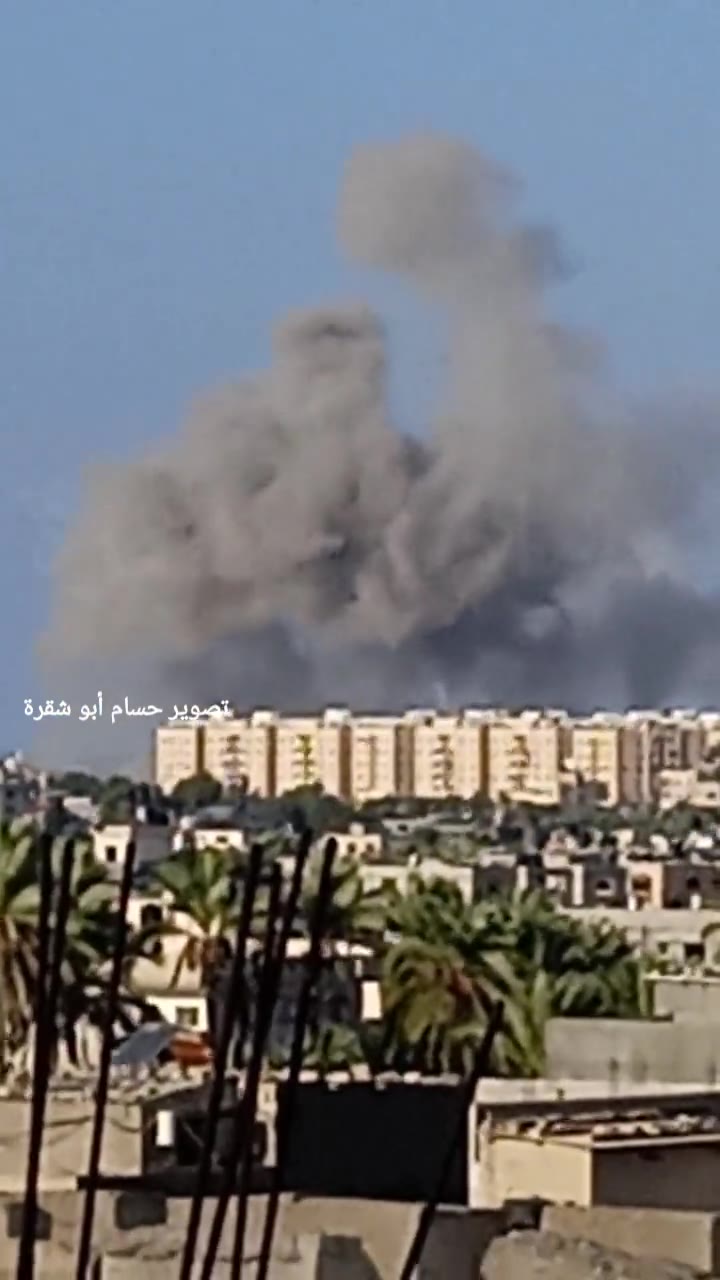 Israeli Airplanes launch raids in the vicinity of Hamad Towers, west of Khan Yunis