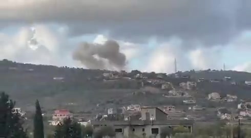 Hezbollah militia targeting the Israeli Branit barracks with heavy Burkan missiles 