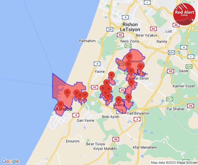Sirens in southern and central Israel