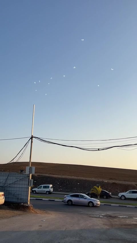 Multiple Iron Dome interceptions seen over Beersheba.  