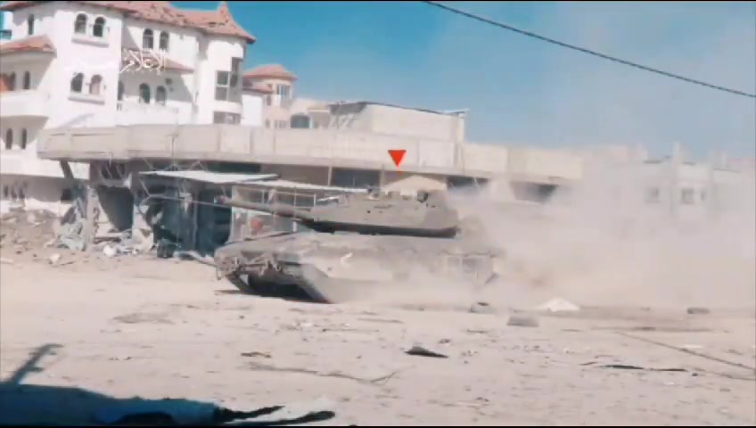 Hamas publishes video attempting to demonstrate a hit on a Merkava tank, but in fact demonstrates the active protection system working perfectly