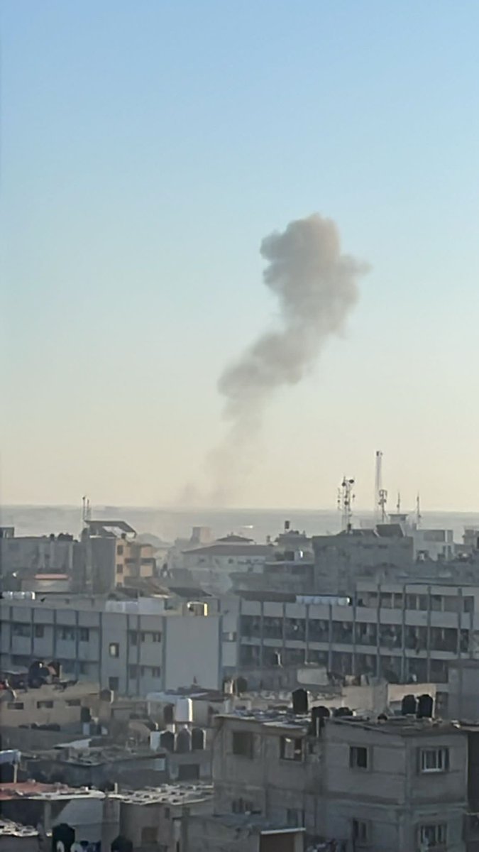 An Israeli air strike on the Egyptian border in the Al-Salam neighborhood, east of Rafah