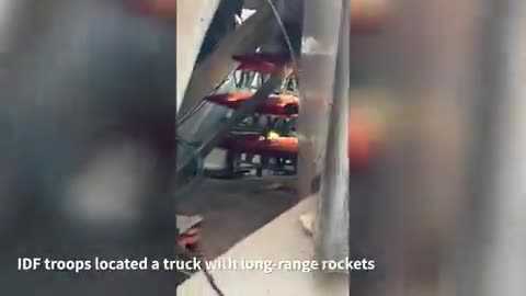 The Israeli army says it discovered long-range rockets (presumably ones that can reach Tel-Aviv or Jerusalem) inside what appears to transport truck