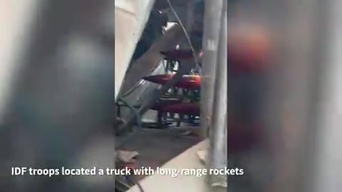 The Israeli army says it discovered long-range rockets (presumably ones that can reach Tel-Aviv or Jerusalem) inside what appears to transport truck