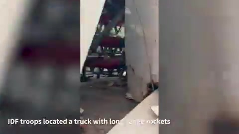 The Israeli army says it discovered long-range rockets (presumably ones that can reach Tel-Aviv or Jerusalem) inside what appears to transport truck