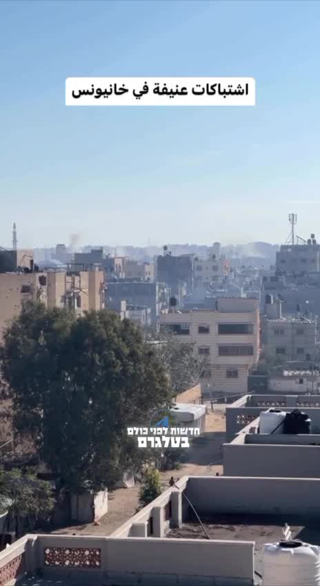 Israeli army artillery shelling and heavy fighting in Khan Younis