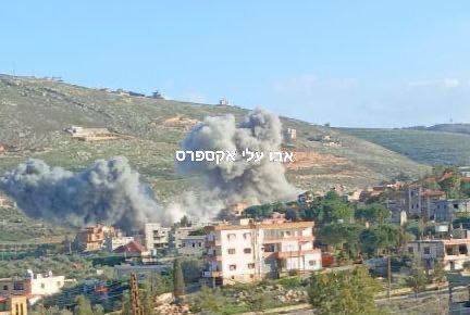 IDF artillery and air strikes in Rab El Thalathine