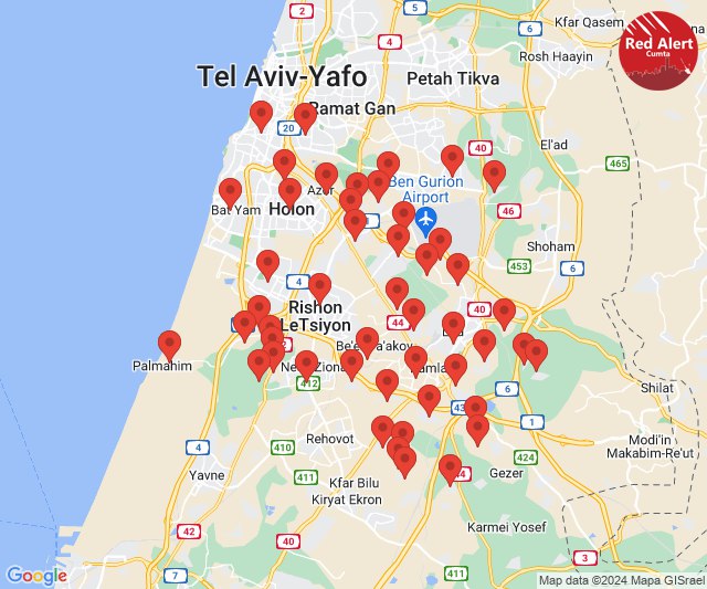 Tel Aviv area under alert for rockets